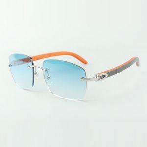 Klassische Designer-Sonnenbrille 3524025, orangefarbene Holzbügel, Größe: 18-135 mm