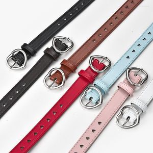 Belts Children Faux Leather Belt Kids Cute Peach Heart Buckle For Girls Solid Waistband Love Eyelet Grommet Waist BeltBelts Emel22