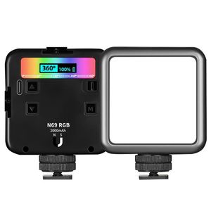 Mini-LED-Kameralicht großhandel-Flash Heads N69 RGB Videolicht Mini wiederaufladbare LED Kamera Lichter