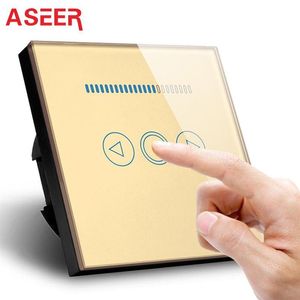 Wholesale smart home light resale online - Smart Home Control ASEER EU Standard Dimmer Wall Switch AC110 V Gold Color Glass Panel Light Touch Switch W Hi EUD01G255c