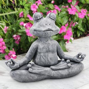 庭の装飾カエル彫像瞑想瞑想瞑想Zen Yoga Outdoor Decoration Sculptures Ornament Decor Craftsgarden