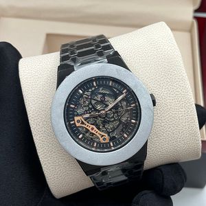 Siyah İskelet Erkekleri İzle Otomatik Mekanik Saat Erkekler İzler 41mm Diver Sport Steel Strap 5 ATM Su geçirmez Safir Cam Hareketi Bilek saati Montre De Luxe