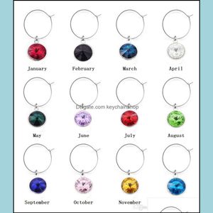 Charms Takı Bulgular Bileşenleri 12 Adet Şarap Kadehi Şampanya Kadehi Ile Birthstone Fincan Centerpieces Aksesuarları Parti Malzemeleri Düğün D