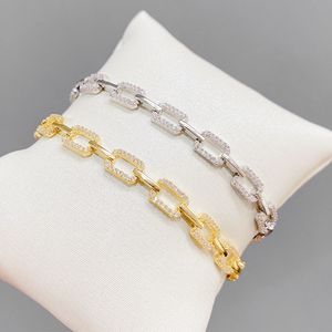 Luxuriöses Retro-Armband aus 18 Karat Gold mit Mikro-Set-Zirkon und geometrischem Armbandschmuck, koreanisches Temperament für Frauen, exquisites High-End-Armbandzubehör