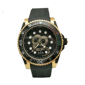 Relógio masculino de alta qualidade com pulseira de borracha, movimento de quartzo, relógio de pulso de 40 mm, montre de luxe, fecho dobrável, bisel giratório, relógios de pulso de cobra