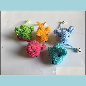 Pet Cat Toy Wool Mouse för att leka med Catnip Bell Three Colors 30pcs/Lot Drop Delivery 2021 Toys Supplies Home Garden Kfyvw