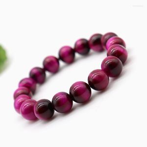 Beaded Strands Minimalist Natural Stone Rose Red Tiger Eye Armband Women Buddha Elasticity Bangle Yoga Handgjorda smycken Femelle Bij INTE22