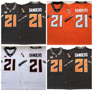 MI08 NCAA Vintage Oklahoma State Cowboys #21 Barry Sanders College Football Jerseys Mens Retro University koszulki S-xxxl