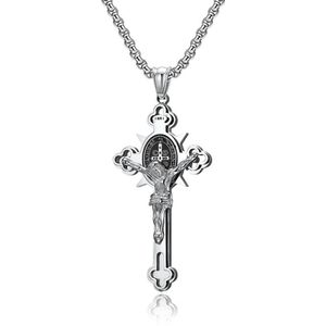 Hänghalsband Vintage Crucifix Cross Pendants halsband med kedja rostfritt stål trendiga män kvinnor amulet punk hip-hop smycken presentspend