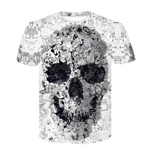 Kafatası Iskelet Gömlek toptan satış-Erkek Tişörtler Kafatası Tişörtlü Erkekler İskelet T Shirt Punk Rock Tshirt Silah Gömlek D Baskı Vintage Gotik Erkek Giyim Yaz Topçılar
