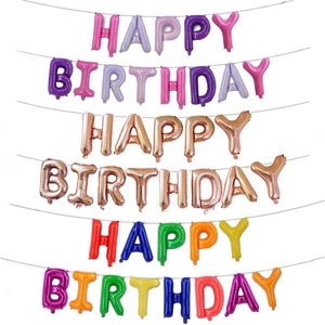 13pcs Decoração de feliz aniversário Balões definidos com embalagem de cartão de tubo 16 polegadas Carta de papel alumínio Balões de crianças Decorações de festas de aniversário para adultos Globos
