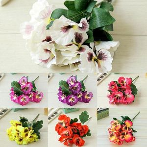 Flores decorativas Wreaths Heads Cabeça Artificial PANSY PLANTAS DE SILK PLANTAS DE DECORAGEM AO RESPENDENTE DE DECORAÇÃO DE TABELA EL PARA HALL CENTERPECES WEDDINDE