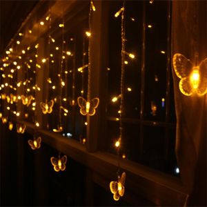 Dizeler Khlitec 300cm 50cm String Işık 48 LED Perde Işıkları Kelebek Peri Çelenkleri Açık Bahçe Düğün Partisi Chrismas Dekorasyon