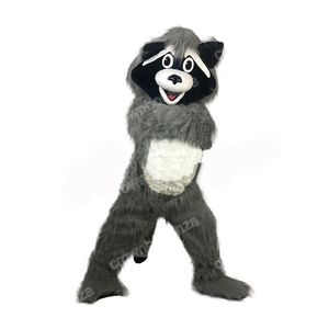 costumi della mascotte del procione peloso grigio di Halloween Abbigliamento di alta qualità della mascotte del fumetto Prestazioni Carnevale Evento di dimensioni per adulti Abbigliamento pubblicitario promozionale