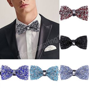 Crystal Rhinestone Men Trey Bow Butterfly Butterfly Party Business Wedding Bow Bow Candy Color Sólida Male Bowknot Bowtie