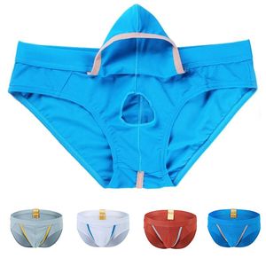 Underpants Penis Hole Rouphe Men Men Sexy Mens Briefas de Coloque Baixa Bolsa de Capa Aberta Spandex calcinha S-xLunderpants