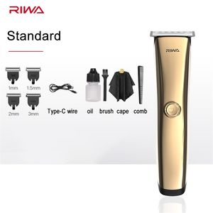 Youpin Riwa Barber Shop Rechargeable Hair Clipper T-shaped Steel Blade Professional Hair Trimmer For Men With 4 Attachment Combs 220624