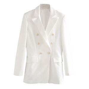 Xnwmnz Kadınlar Beyaz Blazer Kadınlar Için Blazer Kruvaze Ceketler Bayanlar Resmi Suit Ceketler Geri Havalandırma Hem 220402
