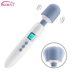 Ikoky Magic değnek klitoris 36 hızlı LCD AV çubuk vibratör kadın mastürbasyon masajı ısıtmalı g spot seksi oyuncaklar