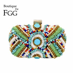 Boutique De FGG Vintage czeski kobiety złota kopertówka torebka z paciorkami torba wieczorowa torebka ślubna Party Bolsos De Fiesta Mujer 220614