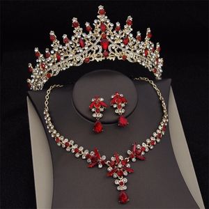 Rainha real de jóias de noiva para mulheres Luxo Tiaras Crown Sets Brincos de colar Vestido de noiva Jóias Bride Set Acessório 220716