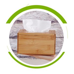 Natural Square Rectangle Bambu Retro Tissue Box Paper Therevin Gift Handmade Original Holder Storage Box Wood Table Decor