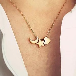 Pendant Necklaces Minimalist Jewelry Gold Color Moon Star Heart Crescent Dainty Choker For Women Collier Femme Ketting