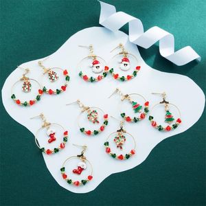 Hoop & Huggie Trendy Statement Christmas Tree Earrings For Women Santa Claus Snowman Drop Jewelry Girls Gifts 2022Hoop