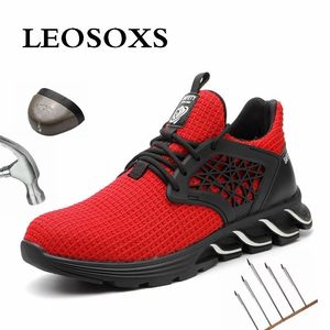 Leoxose Men Working Work Sneakers Work Boots Comfort Boots Summer Botas de segurança Sapatos Smaspproof Safety Protective Shoes Y200915