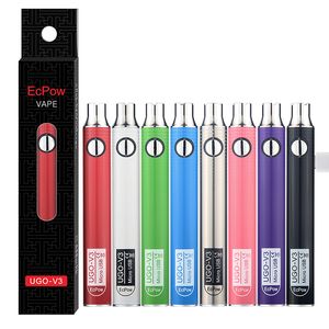 MOQ 1Pcs 100% Quality UGO Cigarettes Batteries UGO-V3 650mAh 900mAh 510 Thread Vape Pen Variable Voltage ego C Twist Vapes Cartridge Battery