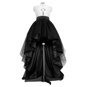 Röcke Schwarz High Low Lange Tüll Für Frauen Rüschen Mode Weibliche Erwachsene Rock Zipper Nach Maß Maxi Jupe Femme SaiasSkirts