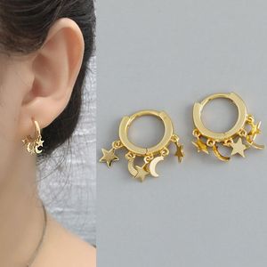 Hoop Huggie Vintage Gold Color Dingle Small Earringsgeometric Cross Star Moon Drop Earrings For Women Jewelry Aretes pendientehoop