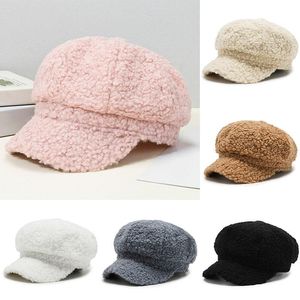 ベレー帽の女性オクタゴン画家野球帽Lambswool Sboy屋外ファッションウォームautumberberets