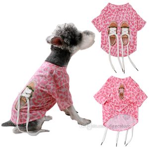デザイナー犬服ファッションブランド犬アパレル昇華クラシックレター興味深い靴のペットTシャツ小犬用シュナウゼヨーキープードルピンクS A341