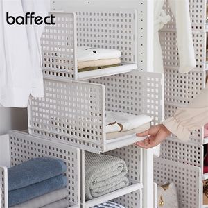 Adjustable wardrobe partition board rack drawer type clothes storage box bedroom cabinet interlayer wardrobe storage rack T200416