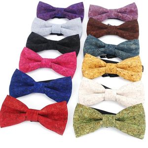 Arco lanche malha de malha de madeira de cortiça masculina novidade artesanal de gravatas sólidas para homens festas de casamento madeira presente macho retro bowtiebow