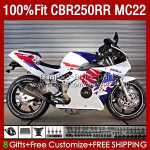 Karosserieeinspritzung für HONDA CBR250RR 1990 1991 1992 1995 1996 1997 1998 1999 131No.89 CBR 250RR 250 RR CC Weiß blau rot 250CC MC22 CBR250 RR 90 91 92 93 94 95 96 97 98 99 Verkleidung