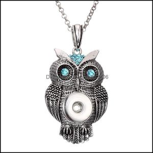 Pendant Necklaces Vintage Crystal Owl Charms Snap Button Necklace Fit 18Mm Ginger Buttons Gift Party Jewelry Drop Deliver Dhseller2010 Dhwbq