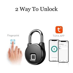 Tuya Smart Padlock Bluetooth FingerPrint Bags S Dormitory Antitheft USB RECHARGEABLE Security Key Less Door Lock 220704