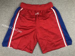 2022 Mens Sport Sportwear Just Shorts Basketball Vintage 76 Designer Red Breathable Gym Training Casual Pants with Zipper Pocket camisetas de balonces Stitched