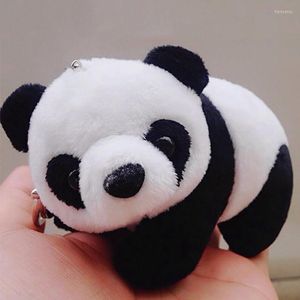 Keychains 12cm Charm Women Fur Key Chain Fluffy Ring Purse Animal Pendant Jewelry Big Cute Panda Decoration For BagKeychains Fier22