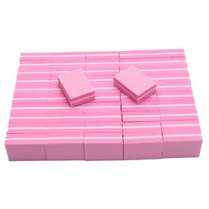 100Pcs Mini lima per unghie Blocchi tampone per unghie Spugna rosa Lucidatura per unghie Tampone abrasivo Portatile Piccole lime Carta vetrata Strumenti per manicure 220620