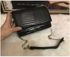 Ünlü kadın gümüş zincir timsah omuz çantası pu deri el çantaları metal deri taşınabilir diyagonal crossbody çantalar