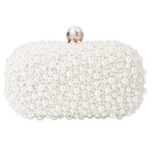 Full Pearls Beaded rectangle Bridal Hand Bags ivory Wedding Handbags Shoulder Evening Bags Ladies Bag