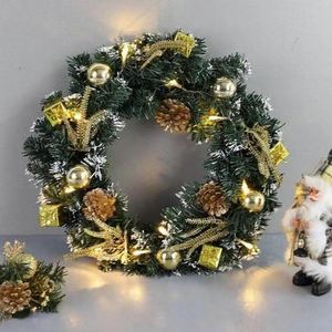 Dekorative Blumenkränze, zarter Girlandenkranz, batteriebetrieben, dekorativ, 3 Farben, weihnachtlich, grün, Tannenzapfen, LED-Beleuchtung, rund, Garla