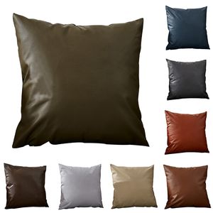 Pillow Case Imitation Leather Cushion Cover 45x45cm Throw Pillows Decorative Pillow Home Funda Cojin Sofa Living Room Car 220623