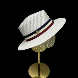 Wide Brim Hats Summer Women Boater Beach Hat Female Casual Panama Lady Brand Classic Bee Straw Flat Sun FedoraWide