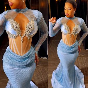 2022 Plus Size Arabic Aso Ebi Mermaid Luxurious Sexy Prom Dresses Pärled Crystals Evening Formal Party Second Reception Birthday Engagement Gowns Dress ZJ716