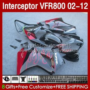 Honda Interceptor VFR800 VFR 800 Kırmızı Flames RR CC 800RR VFR800RR 02 03 04 05 06 07 Vücut 129NO.81 800CC 2002 2008 2009 2010 2011 2012 VFR-800 02-12 Karoser