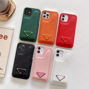 Fashion Triangle Card Pocket Phone Cases for Iphone 13 13pro 12Promax Iphon12Pro 12mini 12 11Promax 11Pro Iphone 11 X Xs Max Xr 8 7 Plus Cover Leather Case